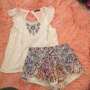 Girls Top and Shorts Set Size L